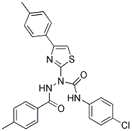 N-(4-CHLOROPHENYL)-1-[4-(4-METHYLPHENYL)-1,3-THIAZOL-2-YL]-2-(4-METHYLBENZOYL)-1-HYDRAZINECARBOXAMIDE Struktur