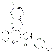 N-[4-(DIMETHYLAMINO)PHENYL]-3-METHYL-4-(4-METHYLBENZYL)-5-OXO-2,3,4,5-TETRAHYDRO-1,4-BENZOTHIAZEPINE-3-CARBOXAMIDE Struktur