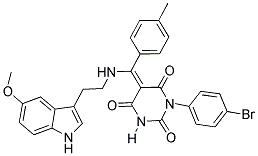 (E)-1-(4-BROMOPHENYL)-5-((2-(5-METHOXY-1H-INDOL-3-YL)ETHYLAMINO)(P-TOLYL)METHYLENE)PYRIMIDINE-2,4,6(1H,3H,5H)-TRIONE Struktur