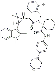 1-(2-((1R,3S)-2,2-DIMETHYL-3-(2-METHYL-1H-INDOL-3-YL)CYCLOPROPYL)-N-(2-FLUOROBENZYL)ACETAMIDO)-N-(4-MORPHOLINOPHENYL)CYCLOHEXANECARBOXAMIDE Struktur