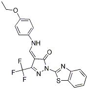 (4Z)-2-(1,3-BENZOTHIAZOL-2-YL)-4-{[(4-ETHOXYPHENYL)AMINO]METHYLENE}-5-(TRIFLUOROMETHYL)-2,4-DIHYDRO-3H-PYRAZOL-3-ONE Struktur