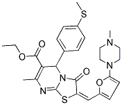 (E)-ETHYL 7-METHYL-2-((5-(4-METHYLPIPERAZIN-1-YL)FURAN-2-YL)METHYLENE)-5-(4-(METHYLTHIO)PHENYL)-3-OXO-3,5-DIHYDRO-2H-THIAZOLO[3,2-A]PYRIMIDINE-6-CARBOXYLATE Struktur