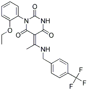 1-(2-ETHOXYPHENYL)-5-{(E)-1-[(4-TRIFLUOROMETHYLBENZYL)AMINO]ETHYLIDENE}-2,4,6(1H,3H,5H)-PYRIMIDINETRIONE Struktur