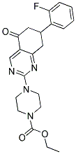 ETHYL 4-[7-(2-FLUOROPHENYL)-5-OXO-5,6,7,8-TETRAHYDRO-2-QUINAZOLINYL]-1-PIPERAZINECARBOXYLATE Struktur