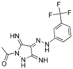 (4E)-1-ACETYL-3,5-DIIMINOPYRAZOLIDIN-4-ONE [3-(TRIFLUOROMETHYL)PHENYL]HYDRAZONE Struktur