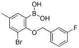 3-BROMO-2-(3'-FLUOROBENZYLOXY)-5-METHYLPHENYLBORONIC ACID Struktur