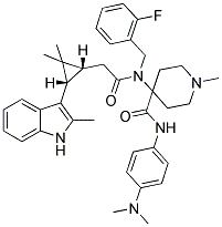 4-(2-((1R,3S)-2,2-DIMETHYL-3-(2-METHYL-1H-INDOL-3-YL)CYCLOPROPYL)-N-(2-FLUOROBENZYL)ACETAMIDO)-N-(4-(DIMETHYLAMINO)PHENYL)-1-METHYLPIPERIDINE-4-CARBOXAMIDE Struktur