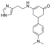 5-[4-(DIMETHYLAMINO)PHENYL]-3-{[2-(1H-IMIDAZOL-4-YL)ETHYL]AMINO}CYCLOHEX-2-EN-1-ONE Struktur