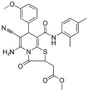 METHYL 2-(5-AMINO-6-CYANO-8-(2,4-DIMETHYLPHENYLCARBAMOYL)-7-(3-METHOXYPHENYL)-3-OXO-3,7-DIHYDRO-2H-THIAZOLO[3,2-A]PYRIDIN-2-YL)ACETATE Struktur