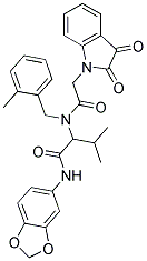 N-(BENZO[D][1,3]DIOXOL-5-YL)-2-(2-(2,3-DIOXOINDOLIN-1-YL)-N-(2-METHYLBENZYL)ACETAMIDO)-3-METHYLBUTANAMIDE Struktur