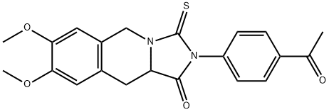 2-(4-ACETYLPHENYL)-7,8-DIMETHOXY-3-THIOXO-2,3,10,10A-TETRAHYDROIMIDAZO[1,5-B]ISOQUINOLIN-1(5H)-ONE Struktur