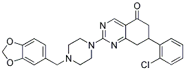 2-(4-(BENZO[D][1,3]DIOXOL-5-YLMETHYL)PIPERAZIN-1-YL)-7-(2-CHLOROPHENYL)-7,8-DIHYDROQUINAZOLIN-5(6H)-ONE Struktur