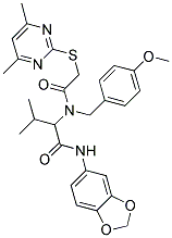 N-(BENZO[D][1,3]DIOXOL-5-YL)-2-(2-(4,6-DIMETHYLPYRIMIDIN-2-YLTHIO)-N-(4-METHOXYBENZYL)ACETAMIDO)-3-METHYLBUTANAMIDE Struktur