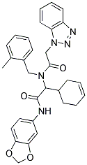 2-(2-(1H-BENZO[D][1,2,3]TRIAZOL-1-YL)-N-(2-METHYLBENZYL)ACETAMIDO)-N-(BENZO[D][1,3]DIOXOL-5-YL)-2-(CYCLOHEX-3-ENYL)ACETAMIDE Struktur