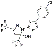 1-[4-(4-CHLOROPHENYL)-1,3-THIAZOL-2-YL]-3,5-BIS(TRIFLUOROMETHYL)-4,5-DIHYDRO-1H-PYRAZOL-5-OL Struktur