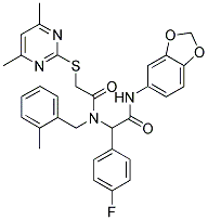 N-(BENZO[D][1,3]DIOXOL-5-YL)-2-(2-(4,6-DIMETHYLPYRIMIDIN-2-YLTHIO)-N-(2-METHYLBENZYL)ACETAMIDO)-2-(4-FLUOROPHENYL)ACETAMIDE Struktur