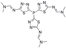 N'-(5-[BIS(5-([(1E)-(DIMETHYLAMINO)METHYLENE]AMINO)-1,3,4-THIADIAZOL-2-YL)PHOSPHINO]-1,3,4-THIADIAZOL-2-YL)-N-DIMETHYLIMIDOFORMAMIDE Struktur