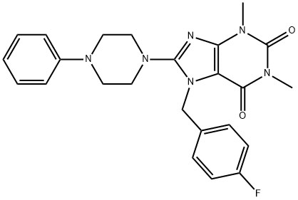 7-(4-FLUOROBENZYL)-1,3-DIMETHYL-8-(4-PHENYLPIPERAZIN-1-YL)-3,7-DIHYDRO-1H-PURINE-2,6-DIONE Struktur