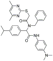 N-BENZYL-N-(2-(4-(DIMETHYLAMINO)PHENYLAMINO)-1-(4-ISOPROPYLPHENYL)-2-OXOETHYL)-2-(4,6-DIMETHYLPYRIMIDIN-2-YLTHIO)ACETAMIDE Struktur