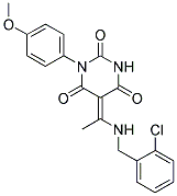 (5E)-5-{1-[(2-CHLOROBENZYL)AMINO]ETHYLIDENE}-1-(4-METHOXYPHENYL)PYRIMIDINE-2,4,6(1H,3H,5H)-TRIONE Struktur