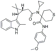 4-(N-CYCLOPROPYL-2-((1R,3S)-2,2-DIMETHYL-3-(2-METHYL-1H-INDOL-3-YL)CYCLOPROPYL)ACETAMIDO)-N-(4-METHOXYPHENYL)-TETRAHYDRO-2H-THIOPYRAN-4-CARBOXAMIDE Struktur