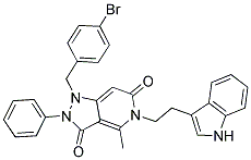 5-(2-(1H-INDOL-3-YL)ETHYL)-1-(4-BROMOBENZYL)-4-METHYL-2-PHENYL-1,2-DIHYDRO-5H-PYRAZOLO[4,3-C]PYRIDINE-3,6-DIONE Struktur