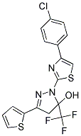 1-[4-(4-CHLOROPHENYL)-1,3-THIAZOL-2-YL]-3-THIEN-2-YL-5-(TRIFLUOROMETHYL)-4,5-DIHYDRO-1H-PYRAZOL-5-OL Struktur