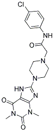 2-[4-(1,3-DIMETHYL-2,6-DIOXO-2,3,6,7-TETRAHYDRO-1H-PURIN-8-YL)PIPERAZIN-1-YL]-N-(4-CHLOROPHENYL)ACETAMIDE Struktur