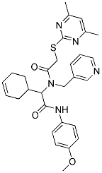 2-(CYCLOHEX-3-ENYL)-2-(2-(4,6-DIMETHYLPYRIMIDIN-2-YLTHIO)-N-(PYRIDIN-3-YLMETHYL)ACETAMIDO)-N-(4-METHOXYPHENYL)ACETAMIDE Struktur