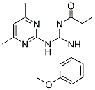 N-{(1E)-[(4,6-DIMETHYLPYRIMIDIN-2-YL)AMINO][(3-METHOXYPHENYL)AMINO]METHYLENE}PROPANAMIDE Struktur