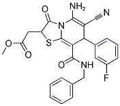 METHYL 2-[5-AMINO-8-[(BENZYLAMINO)CARBONYL]-6-CYANO-7-(3-FLUOROPHENYL)-3-OXO-2,3-DIHYDRO-7H-[1,3]THIAZOLO[3,2-A]PYRIDIN-2-YL]ACETATE Struktur