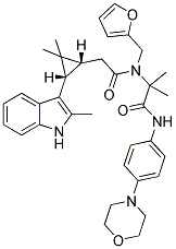 2-(2-((1R,3S)-2,2-DIMETHYL-3-(2-METHYL-1H-INDOL-3-YL)CYCLOPROPYL)-N-(FURAN-2-YLMETHYL)ACETAMIDO)-2-METHYL-N-(4-MORPHOLINOPHENYL)PROPANAMIDE Struktur