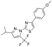 2-[3-ISOPROPYL-5-(TRIFLUOROMETHYL)-1H-PYRAZOL-1-YL]-4-(4-METHOXYPHENYL)-1,3-THIAZOLE Struktur