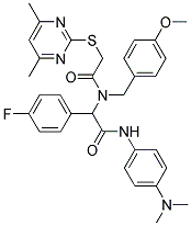 N-(4-(DIMETHYLAMINO)PHENYL)-2-(2-(4,6-DIMETHYLPYRIMIDIN-2-YLTHIO)-N-(4-METHOXYBENZYL)ACETAMIDO)-2-(4-FLUOROPHENYL)ACETAMIDE Struktur