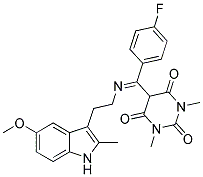 5-((4-FLUOROPHENYL){[2-(5-METHOXY-2-METHYL-1H-INDOL-3-YL)ETHYL]IMINO}METHYL)-1,3-DIMETHYL-2,4,6(1H,3H,5H)-PYRIMIDINETRIONE Struktur