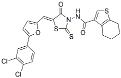 N-((5Z)-5-{[5-(3,4-DICHLOROPHENYL)-2-FURYL]METHYLENE}-4-OXO-2-THIOXO-1,3-THIAZOLIDIN-3-YL)-4,5,6,7-TETRAHYDRO-1-BENZOTHIOPHENE-3-CARBOXAMIDE Struktur