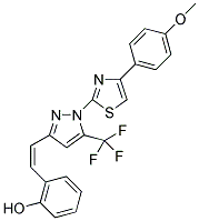 2-{(Z)-2-[1-[4-(4-METHOXYPHENYL)-1,3-THIAZOL-2-YL]-5-(TRIFLUOROMETHYL)-1H-PYRAZOL-3-YL]VINYL}PHENOL Struktur