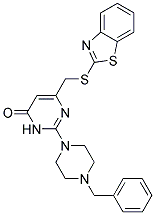 6-[(1,3-BENZOTHIAZOL-2-YLSULFANYL)METHYL]-2-(4-BENZYL-1-PIPERAZINYL)-4(3H)-PYRIMIDINONE Struktur