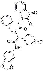 N-(BENZO[D][1,3]DIOXOL-5-YL)-2-(N-BENZYL-2-(2,3-DIOXOINDOLIN-1-YL)ACETAMIDO)-2-(4-CHLOROPHENYL)ACETAMIDE Struktur