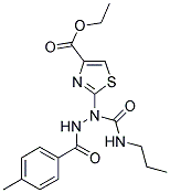 ETHYL 2-{2-(4-METHYLBENZOYL)-1-[(PROPYLAMINO)CARBONYL]HYDRAZINO}-1,3-THIAZOLE-4-CARBOXYLATE Struktur