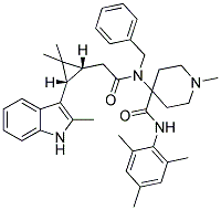 4-(N-BENZYL-2-((1R,3S)-2,2-DIMETHYL-3-(2-METHYL-1H-INDOL-3-YL)CYCLOPROPYL)ACETAMIDO)-N-MESITYL-1-METHYLPIPERIDINE-4-CARBOXAMIDE Struktur