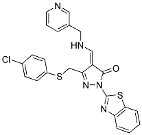 (E)-1-(BENZO[D]THIAZOL-2-YL)-3-((4-CHLOROPHENYLTHIO)METHYL)-4-((PYRIDIN-3-YLMETHYLAMINO)METHYLENE)-1H-PYRAZOL-5(4H)-ONE Struktur