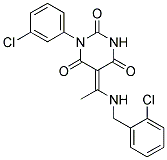 (5E)-5-{1-[(2-CHLOROBENZYL)AMINO]ETHYLIDENE}-1-(3-CHLOROPHENYL)PYRIMIDINE-2,4,6(1H,3H,5H)-TRIONE Struktur