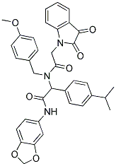 N-(BENZO[D][1,3]DIOXOL-5-YL)-2-(2-(2,3-DIOXOINDOLIN-1-YL)-N-(4-METHOXYBENZYL)ACETAMIDO)-2-(4-ISOPROPYLPHENYL)ACETAMIDE Struktur