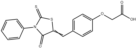 {4-[(Z)-(4-OXO-3-PHENYL-2-THIOXO-1,3-THIAZOLIDIN-5-YLIDENE)METHYL]PHENOXY}ACETIC ACID Struktur