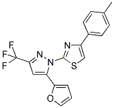 2-[5-(2-FURYL)-3-(TRIFLUOROMETHYL)-1H-PYRAZOL-1-YL]-4-(4-METHYLPHENYL)-1,3-THIAZOLE Struktur