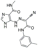 5-((2Z)-2-{1-CYANO-2-[(3-METHYLPHENYL)AMINO]-2-OXOETHYLIDENE}HYDRAZINO)-N-METHYL-1H-IMIDAZOLE-4-CARBOXAMIDE Struktur