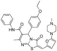 (E)-5-(4-ETHOXYPHENYL)-7-METHYL-2-((5-(4-METHYLPIPERAZIN-1-YL)FURAN-2-YL)METHYLENE)-3-OXO-N-PHENYL-3,5-DIHYDRO-2H-THIAZOLO[3,2-A]PYRIMIDINE-6-CARBOXAMIDE Struktur