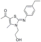 1-[(2Z)-2-[(4-ETHYLPHENYL)IMINO]-3-(2-HYDROXYETHYL)-4-METHYL-2,3-DIHYDRO-1,3-THIAZOL-5-YL]ETHANONE Struktur