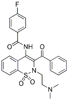 N-{3-BENZOYL-2-[2-(DIMETHYLAMINO)ETHYL]-1,1-DIOXO-1,2-DIHYDRO-1LAMBDA~6~,2-BENZOTHIAZIN-4-YL}-4-FLUOROBENZAMIDE Struktur